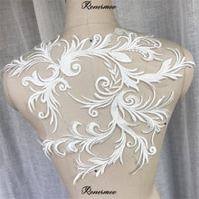 1Pc Ivory Elegant Lace Applique Neckline Big Collar Appliques Embroidery Lace Trim Fabric Cloth Sewing Patchwork DIY Craft SX339 2024 - buy cheap
