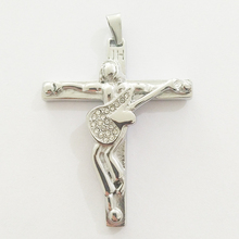 big drill guitar jesus cross pendants necklaces for men jewelry stainless steel floating locket charms Christian Crucifix 2024 - buy cheap