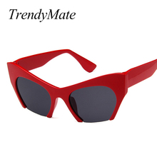 Vintage Half Frame Sunglasses Women Cat Eye Black White Red Colorful Sun Glasses for Women Female Male Uv400 1291T 2024 - buy cheap