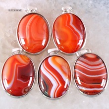 Для женщин, ювелирное изделие, подарок натуральный камень Кабошон овальные бусины оранжево-красный Вен Оникс кулон ожерелье 1 шт. K668 2024 - купить недорого