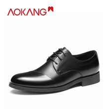 Мужская обувь AOKANG, черная модельная обувь из натуральной кожи на шнурках, 2019 2024 - купить недорого