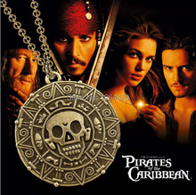 Оптовая продажа, 24 шт./лот, ожерелье с подвеской в виде скелета пиратов Карибского моря, винтажное бронзовое/золотое ожерелье для мужчин 2024 - купить недорого