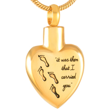 IJD8466 Footprints In Heart Ash Urn Necklace " It was then that I carried you " 316L Stainless Steel Cremation Memorial  Jewelry 2024 - buy cheap