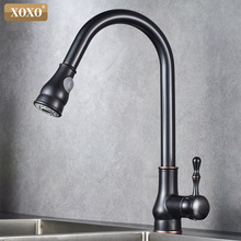 XOXO Kitchen Faucet Brass Brushed Nickel High Arch Kitchen Sink Faucet Pull Out  360 degrees Rotation Spray Mixer Tap 83014 2024 - buy cheap