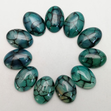 Cuentas de piedra Natural de ónix para hacer joyas, cabujones de rayas azules a la moda de 25x18MM, accesorios de anillo y pendientes, sin agujero, 12 Uds. 2024 - compra barato