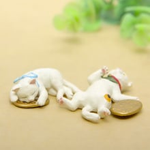 Kawaii Lucky Cat resin craft Figurine Bonsai home decor miniature fairy garden decoration accessories modern animal Model statue 2024 - buy cheap