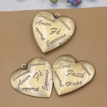 40mm 5pcs LOVE Heart Photo Frame Locket Box,Brass Bronze Tone Pendant European style Craft,Jewelry Finding Pendant 2024 - buy cheap