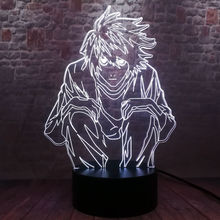 Светящаяся мультяшная Модель 3D иллюзия светодиодный ная лампа 7 цветов меняющийся ночник Япония Манга Death Note L Аниме Фигурки игрушки 2024 - купить недорого