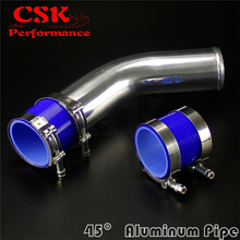 45 Degree 63mm 2.5" Aluminum Intercooler Piping pipe Tube  hose + Silicone hose w/ T-clamps BLUE / RED/ BLACK 2024 - buy cheap