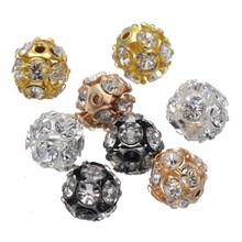 50pcs 6/8mm Gold/Silver Color Round Pave Disco Ball Beads Rhinestone Crystal Spacer Beads for DIY Jewelry Findings 2024 - buy cheap
