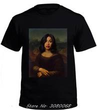 Мужская футболка с коротким рукавом Cardi B Mona Lisa, черная футболка с коротким рукавом и принтом в S-3XL стиле 2024 - купить недорого