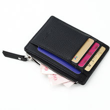 Mini billetera de cuero para hombre y mujer, monedero pequeño con cremallera, monedero multicapa a la moda 2024 - compra barato
