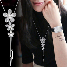Heeda Korean Layer Flower Long Tassel Necklace for Women Kpop Simple Fashion Snake Sweater Chain 2018 Autumn Winter Lady Jewelry 2024 - buy cheap