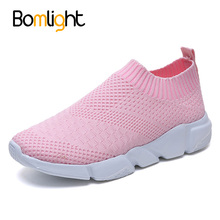 Bomlight New White Sock Shoes Slip On Sneakers Outdoor Walking Casual Shoes Women Mesh Summer Woven Shoe Flats Size 41 Loafers 2024 - buy cheap