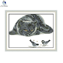 Needlework DIY DMC Cross stitch, Sets For Embroidery kits,The curious cat (2) Patterns Counted Cross-Stitching, Home Decor 2024 - buy cheap