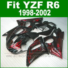 Бесплатные пользовательские пластиковые детали для YAMAHA R6 обтекатель комплект 1998 1999 2000 2001 2002 черное пламя YZF R6 Обтекатели 98-02 кузов 2024 - купить недорого