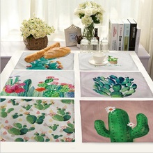 Tropical plant cactus placemat Fabric coaster Table decoration mat Kitchen Posavasos Manteles individuales Onderzetters H206 2024 - buy cheap