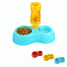 Dupla porta utensílios de cão tigela gato beber fonte comida prato pet dispensador de água automático alimentador do gato do cão de estimação brinquedo avançado 2024 - compre barato