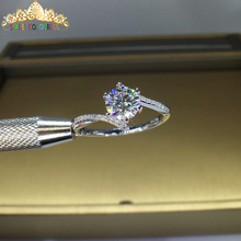 Anillo de diamantes de moissanita de oro de 18K 750Au, VVS de color D con certificado nacional MO-001012, 100% 2024 - compra barato