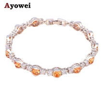 Innovative Design Champagne Crystal Fashion Jewelry Excelelnt Silver Morganite Bracelets for Women TBS976A 2024 - buy cheap