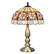 Lámpara de mesa Tiffany de 12 pulgadas, pantalla de cristal de pasta de concha mediterráneo, lámpara de mesita de noche de escritorio, E27, 110-240V, 0091 2024 - compra barato