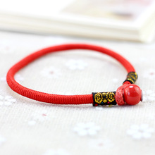 Pulsera de la suerte de estilo chino cordel rojo para mujer, brazalete de cuentas de cerámica, joyería de la suerte, regalo para amantes 2024 - compra barato