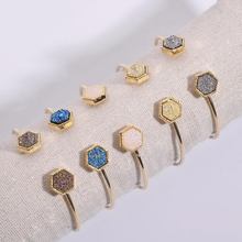 Zwpon 2020 pulseiras femininas hexagonal de resina, pulseiras com abertura dourada 2024 - compre barato