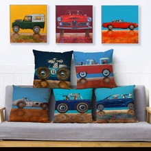 Ed van der Hoek Cartoon Driving Car Dog Print Throw Pillow Cover 45*45 Cushion Covers Linen Pillow Case Home Decor Pillows Cases 2024 - buy cheap