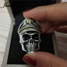 JUNXIN Punk Antique White Gold Skull Rings For Men Women Pirate Skeleton Ring Open Male Party Adjustable Ring Jewelry 2024 - buy cheap
