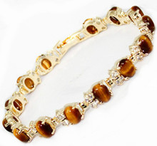 Charm lady's 6*8mm natural tiger eye stone 18KGP bracelet 7.5 inch 2024 - buy cheap