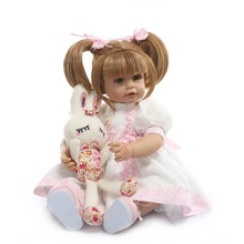 NPK 50cm soft Silicone Reborn Girl Baby Doll Toy Lifelike Pink Princess Dress Newborn Babies Doll Cute Birthday Gift 2024 - buy cheap