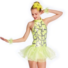 Fantasia amarela de balé tutu vestido lantejoulas moderno para meninas 2024 - compre barato