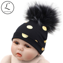 GZHilovingL 2018 Brand Newborn Kids Baby Boys Girls Warm Winter Spotted Cotton Beanie Fur Pom Pom Bobble Hat Cap Winter Warm Hat 2024 - buy cheap