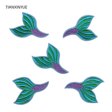 TIANXINYUE 20 pcs mermaid tail Patches Iron On DIY Embroidered Appliques Sewing On For Cloth Cartoon Motif Applique Sticker 2024 - buy cheap