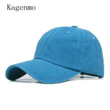 Kagenmo, Высококачественная однотонная бейсбольная кепка с эффектом потертости из хлопка, унисекс, модная кепка для отдыха, бейсболка для папы 2024 - купить недорого