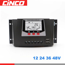 Controlador de carga Solar PWM con pantalla LCD, cargador de batería Solar de 80, 60, 50, 30 A, 12V, 24V, 36V, 48V, 5V, dos USB 2024 - compra barato