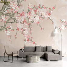 Beibehang-Mural personalizado con textura de mármol de ciruela rosa, pintura de pared, decoración del hogar, sala de estar, rollo de papel tapiz táctil 2024 - compra barato