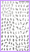 6 PACK/ LOT  GLITTER WATER DECAL NAIL ART NAIL STICKER BLACK FLEUR-DE-LIS PEACH BLOSSOM JASMINE SY1047-1052 2024 - buy cheap