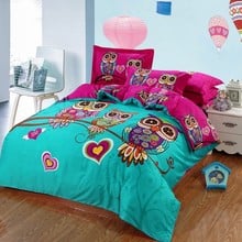 100% Cotton 3d owl Bedding set for kids boys king queen twin size bed sheet set bed linen duvet cover pillowcase 2024 - buy cheap