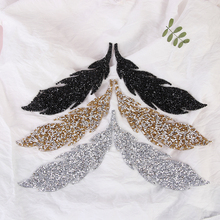 Rhinestone Leaves Sequin Embroidery Patch For Clothing DIY Iron-on Dress Clothes Sequin Appliques Badge Fabric Sticker 2024 - buy cheap