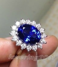 Frete grátis p & p *** marca de luxo anel feminino azul e branco preenchido tamanho anel real 2024 - compre barato