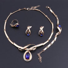 Oeoeos conjuntos de jóias de casamento feminino contas africanas ouro cor cristal vestido acessórios colar brincos anel pulseira conjunto 2024 - compre barato