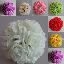 20 см 8 дюймов, элегантные искусственные шелковые розы, цветочный шар, подвесные целующиеся шарики, украшение для свадебной вечеринки, домашние украшения 2024 - купить недорого