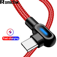 ROMICHW 90 градусов Micro usb type C кабель для samsung S9 S10 Xiaomi huawei Android Microusb USB-C кабель передачи данных для быстрой зарядки 2024 - купить недорого