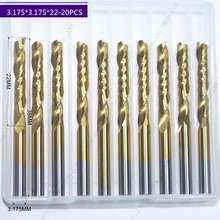 3.175mm*22mm-20PC,Freeshipping CNC solid carbide End Mill,TiN tungsten woodworking router bit,1 Flute milling cutter,MDF,acrylic 2024 - buy cheap