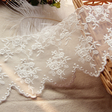 2 Yards/lot 12cm Width High Quality White Mesh Clothing Material DIY Craft Wedding Embroidery Lace Trim 2024 - buy cheap