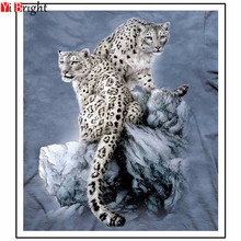 Agulhas de pintura 3d com diamante bricolagem, dois leopard completo 5d, bordado com diamante, ponto cruz, floresta, animal, decoração para casa, xy1 2024 - compre barato
