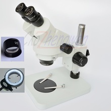Binocular estéreo con aumento de Zoom y soporte de mesa, microscopio con soporte de Pilar 7X-90X 3.5X-45X, con LED de 144 Uds. 2024 - compra barato