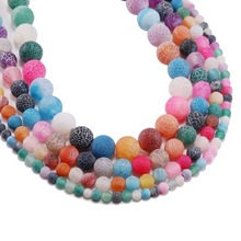 1strand/lot Weathering Natural Stone Bead Frost Crab Multicolor Agat Round Spacer Bead For Jewelry Making DIY Necklaces Bracelet 2024 - buy cheap