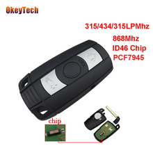 OkeyTech 3 Button 315MHZ 433MHZ 868MHz For BMW 3 5 Series X1 X6 Z4 CAS3 ID46 PCF7945 Chip Car Remote Smart Key Card with Blade 2024 - buy cheap